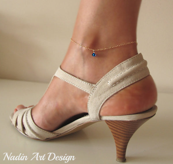 Crystal charm gold anklet bracelet
