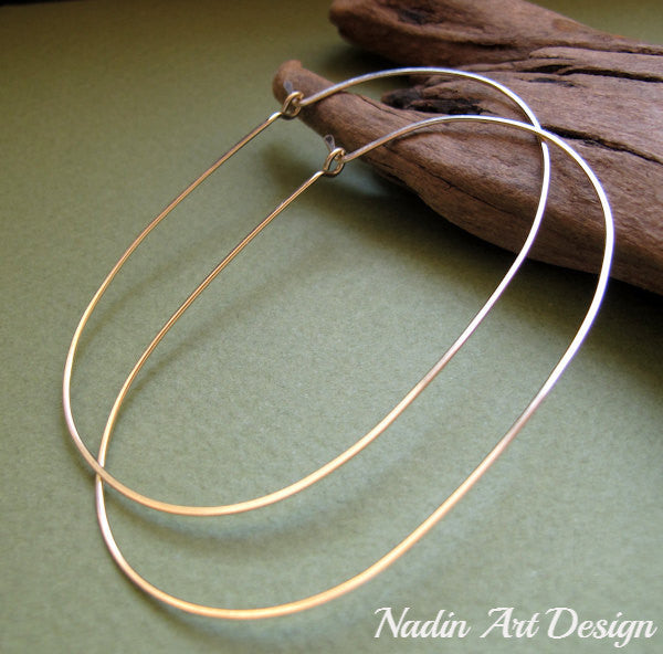 Oval Hoops - Gold Oval Hoop Earrings - Geometric Earrings