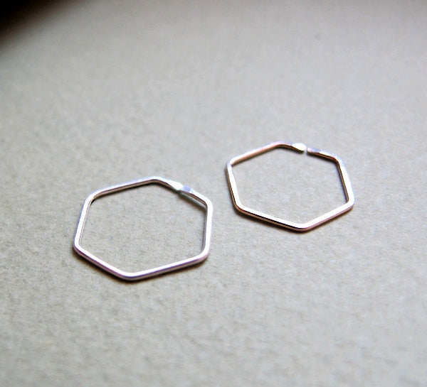 Geometric Sterling Silver Hoop Earring for men
