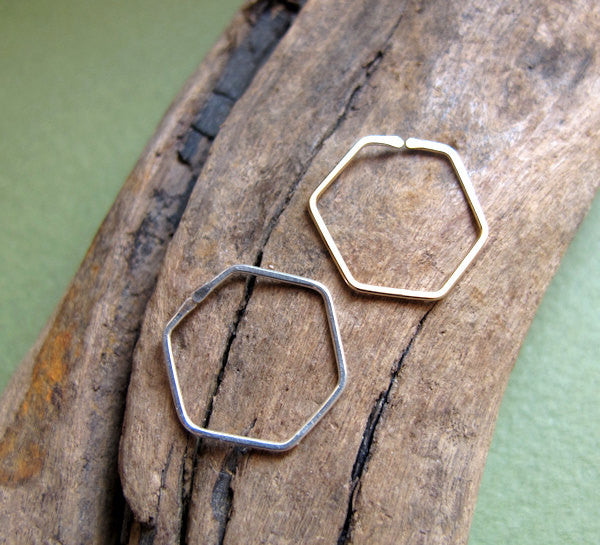 Hexagon Silver Earring for men - Mens Earrings modern