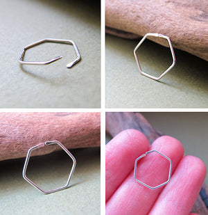 Geometric Sterling Silver Hoop Earring for men