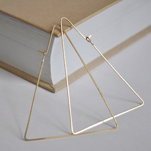 Triangle Hoop Earrings, Sterling Silver Earrings. Geometric Hoops, Modern Jewelry Design, Modern Earrings - Triangle Earrings