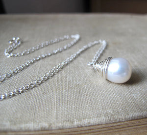 Teardrop Pearl Charm Necklace