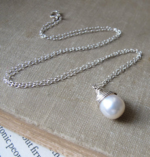 Teardrop Pearl Charm Necklace