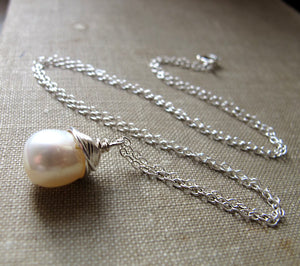 Teardrop Pearl Charm Necklace