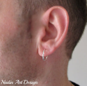 Small silver unisex hoops