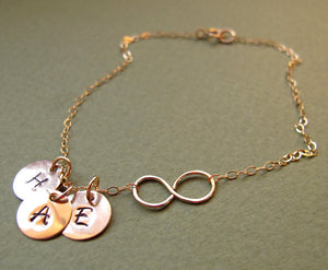 Gold Infinity Necklace with Initial Charm