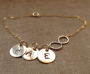 Gold Infinity Necklace with Initial Charm