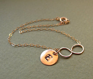 Gold Filled Letter Charm Infinity Bracelet