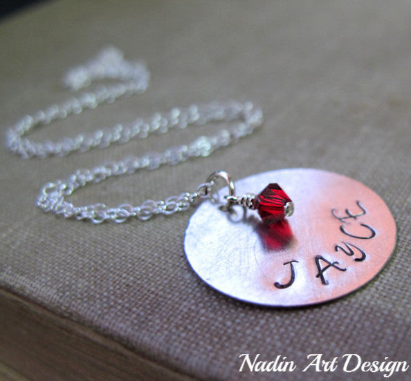 Name Pendant Birthstone Necklace