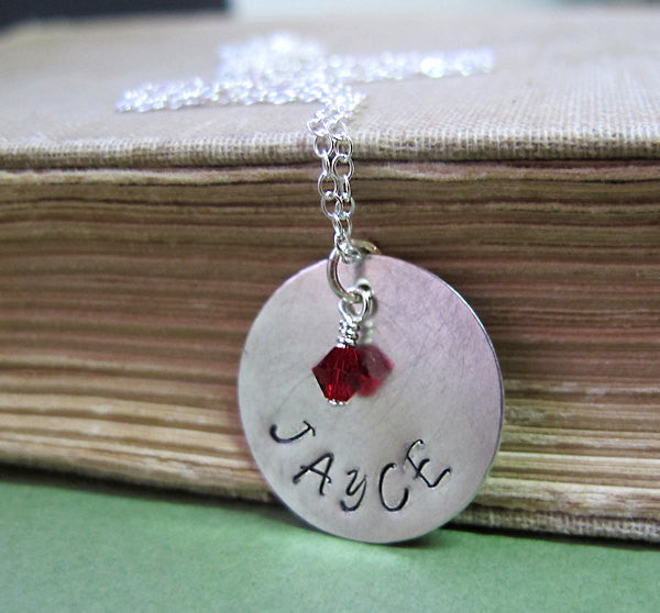 Name Pendant Birthstone Necklace