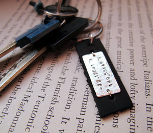 Longitude Latitude Custom Leather Keychain