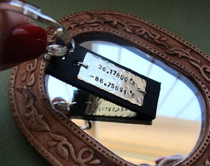 Longitude Latitude Custom Leather Keychain