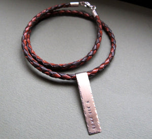 Personalized mens necklace - brown leather necklace - mens jewelry - mens gifts