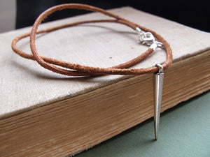 Spike Pendant Leather Necklace for Men