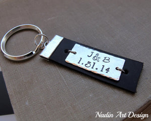 Engraved leather keychain