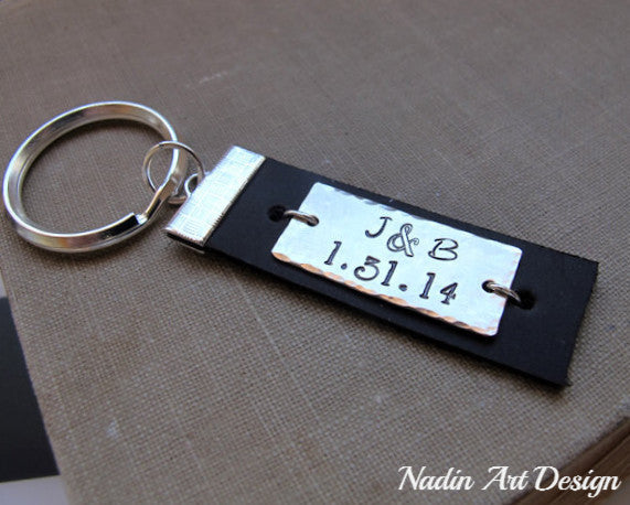 Engraved leather keychain