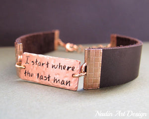Nameplate mens leather bracelet