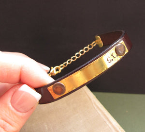 Initials Leather Cuff - Personalized Mens Bracelet