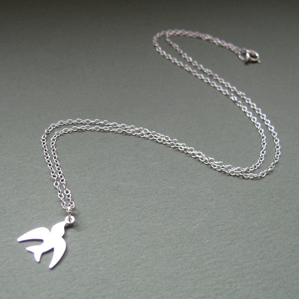 Silver dove bird charm necklace