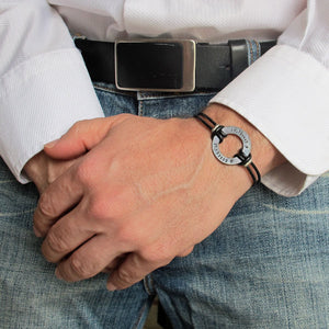 Personalized Black Leather Bracelet