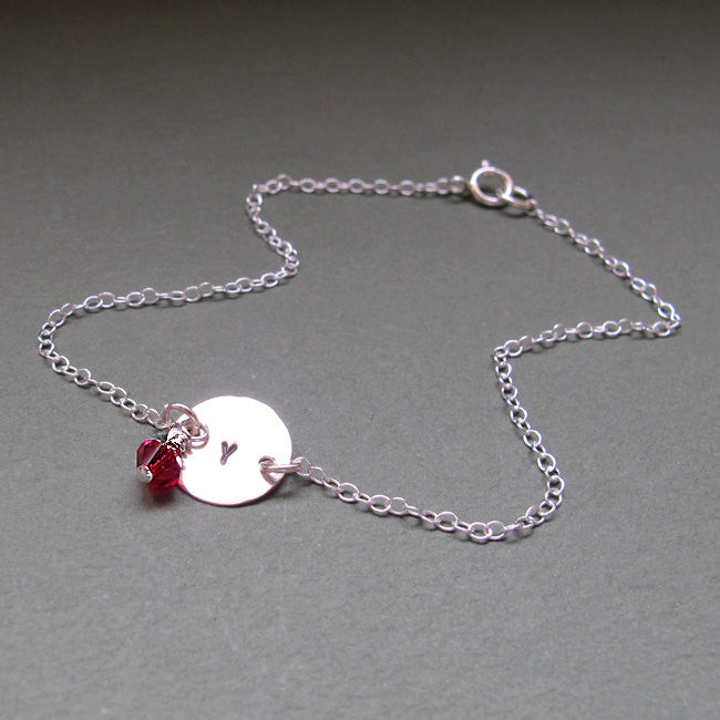 Initial charm silver bracelet