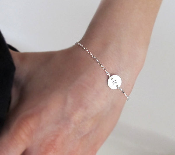 Initial Bracelet with Birthstone - Gift for Her