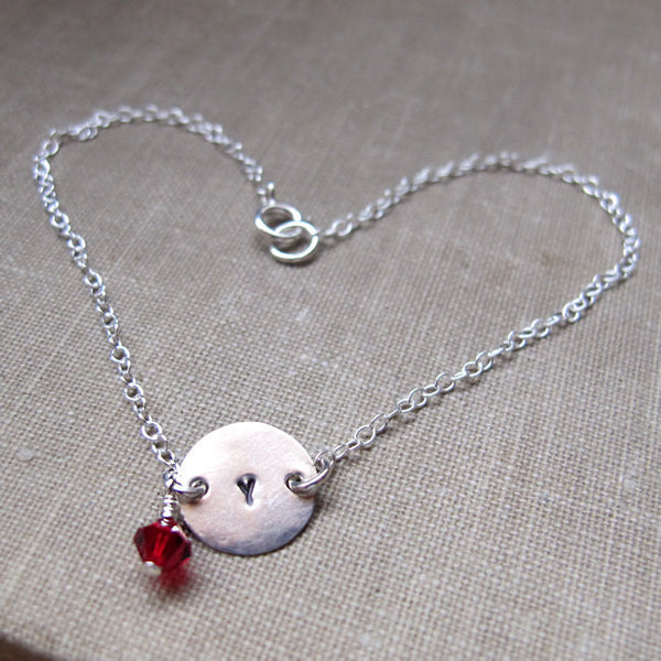 Initial Bracelet with Birthstone - Gift for Her