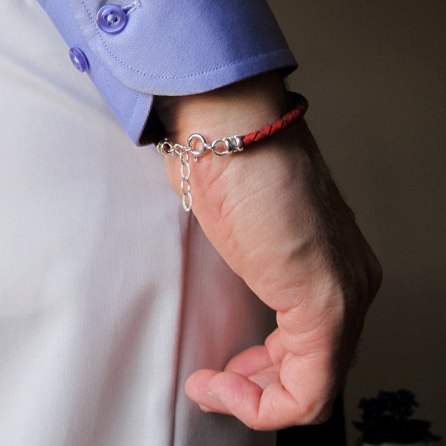 Red Braided Leather Bracelet