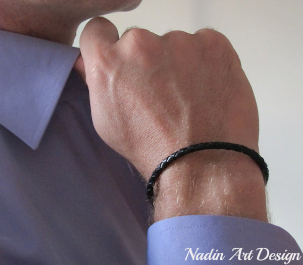 Braided leather bracelet