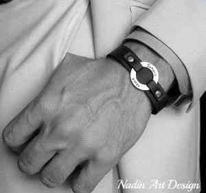 Custom mens bracelet - Circle mens bracelet - Personalized Mens Bracelet