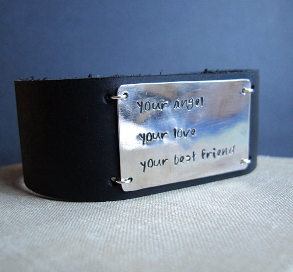 Wide Leather Wristband for Men