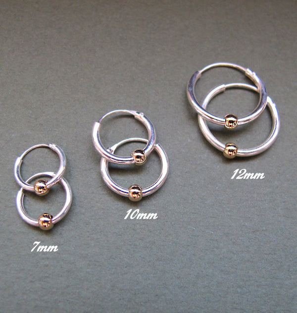 Endless Hoop Earrings with Balls - Small Hoos
