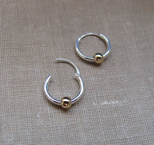 Endless Hoop Earrings with Balls - Small Hoos