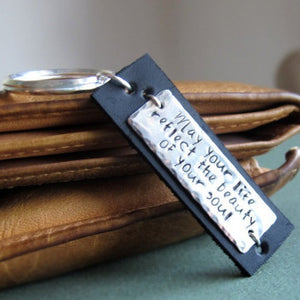inspirational keychain metal and leather key chain