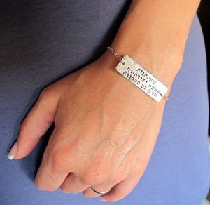 Hebrew Text Engraved Bracelet - Jewish jewelry