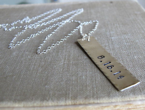 Bar Pendant Necklace in Sterling Silver - Custom Pendant