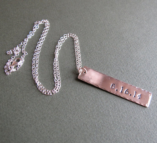 Bar Pendant Necklace in Sterling Silver - Custom Pendant