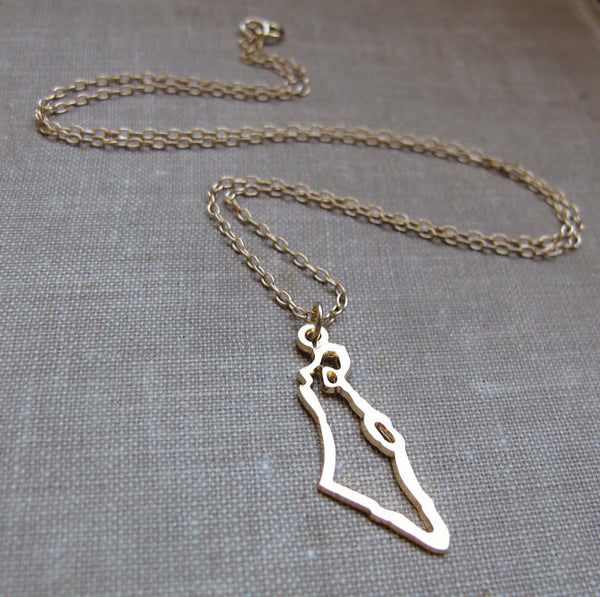 Israel Map Gold Necklace - Jewish Jewelry