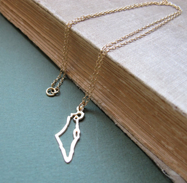 Israel Map Gold Necklace - Jewish Jewelry