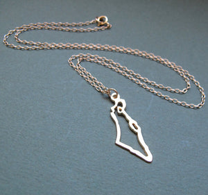 Israel Map Gold Necklace - Jewish Jewelry