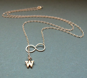 Infinity Necklace with Gold Initial Charm