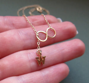 Infinity Necklace with Gold Initial Charm