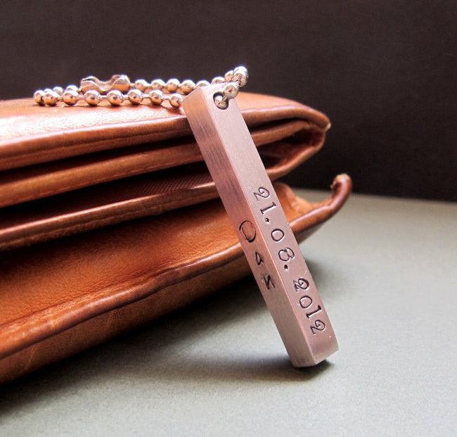 Men's engraved key chain tag