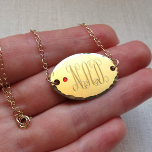 Monogram Gold Necklace with Birthstone
