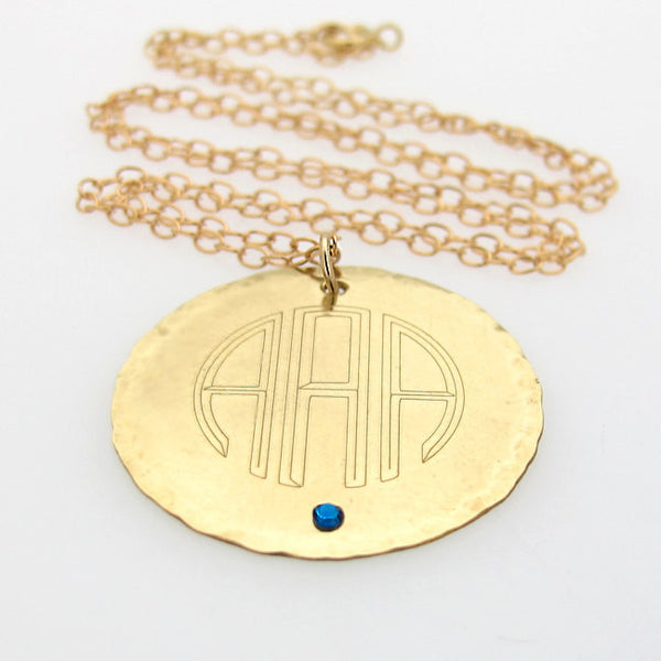Monogram Gold Engraved Pendant Necklace