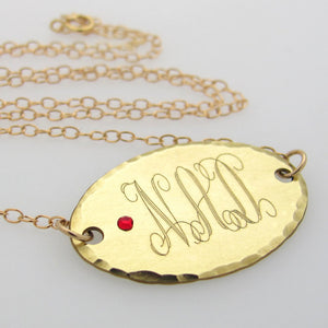 Monogram Gold Necklace with Birthstone
