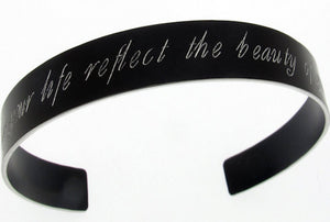 Engraved Message Memory Black Bracelet