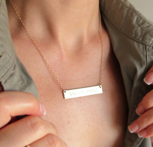 Name Bar Necklace with Cross