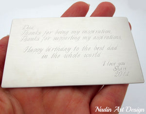 Wallet card engraved gift for men